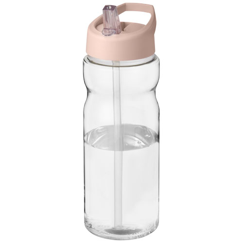 Bouteille de sport à couvercle 650ml personnalisée H2O Active® Base Pale blush pink et Translucide